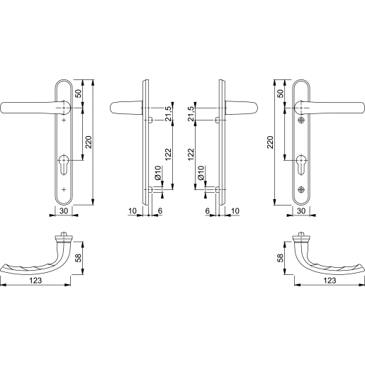 Hoppe Duraplus Tokyo Lever Set 220 x 30mm Polished Brass