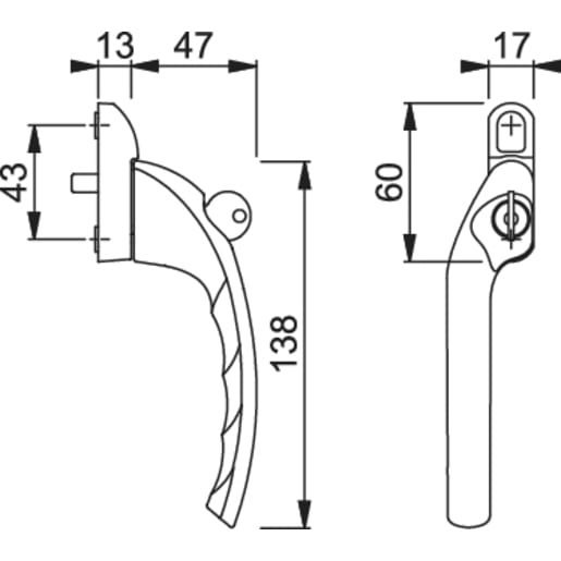 Hoppe Duraplus Tokyo Espagnolette Left Handed Window Handle Aluminium