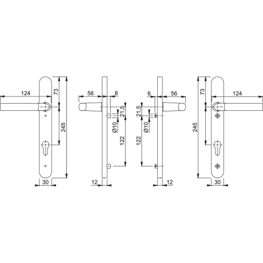 HOPPE Birmingham Handle Set on Narrow Backplate for Profile Doors Aluminium Gold