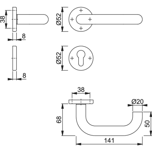 HOPPE Paris Quick-Fit Connection SecuSan Handle