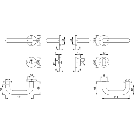 HOPPE Paris Quick-fit SecuSan Handle Set Stainless Steel
