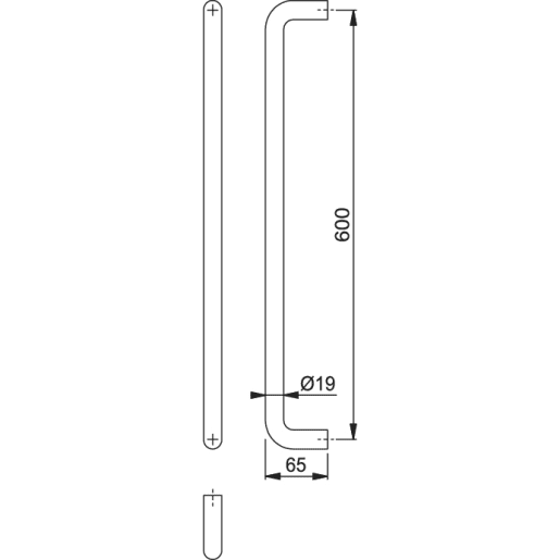 ARRONE Pull D Handle 600mm Stainless Steel