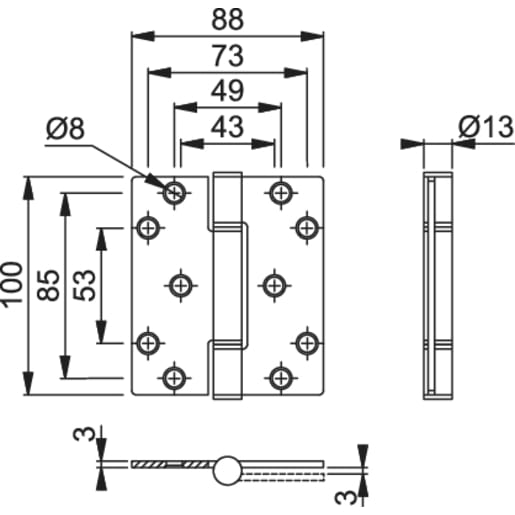 ARRONE Phosphor Bronze Corner Butt Hinge Satin Stainless Steel