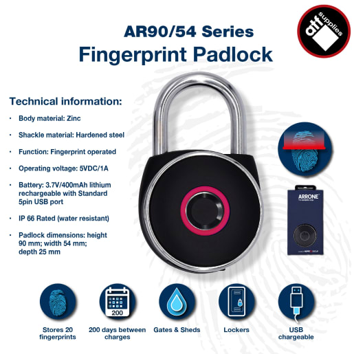 ARRONE USB chargeable Biometric Fingerprint Padlock