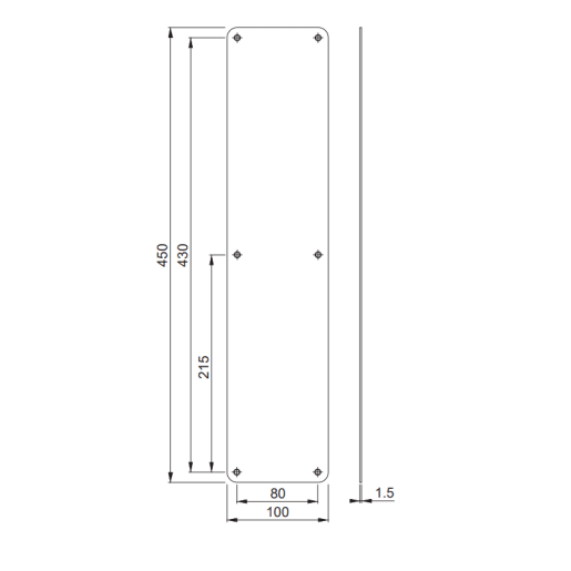 ARRONE Anti-Microbial Coated Fingerplate 450 x 100mm AR324C 