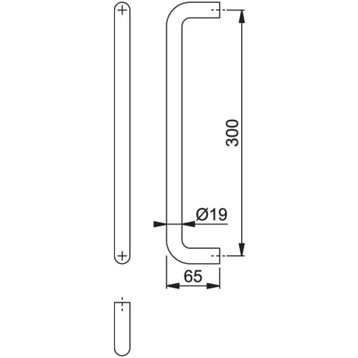 ARRONE Bolt Through Pull Handle 19mm x 300mm Stainless Steel