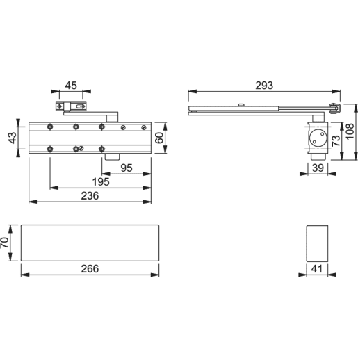 ARRONE  Power Slimline Overhead Door Closing Device Size 2-5 AR5500-L-SE/SE 
