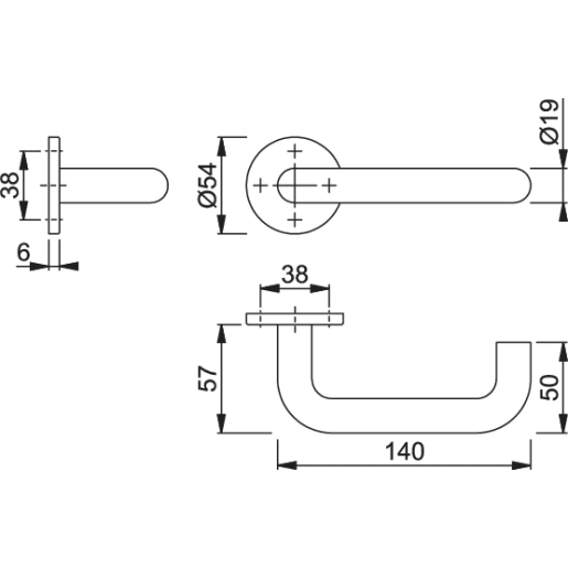 ARRONE AR961 Lever Handle Set on Rose 19mm Satin Stainless Steel AR961/60