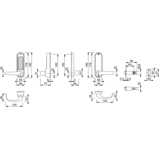 ARRONE 87138556 Mechanical Push Button Lock Matt Chrome AR525-MC