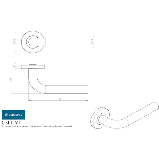 Eurospec Contract Straight Lever on Sprung Rose Satin Stainless Steel