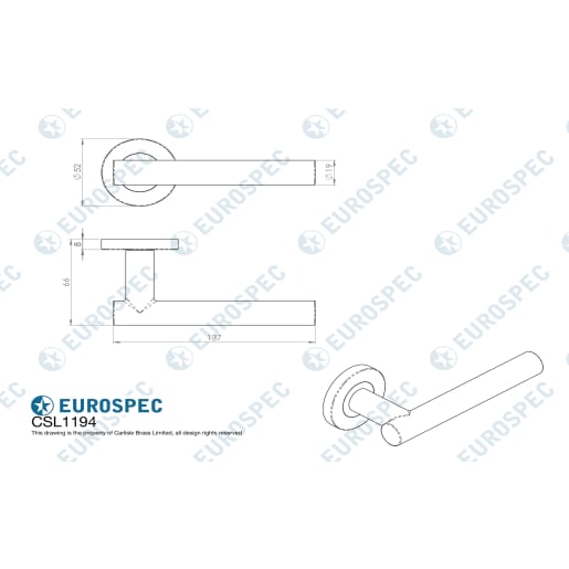 Eurospec Contract Straight Style Lever Sprung Rose Satin Stainless Steel