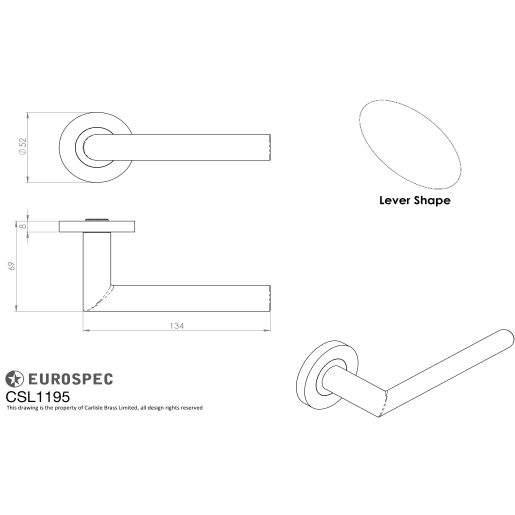 Eurospec Mitred Lever Oval Bar on Sprung Rose Satin Stainless Steel