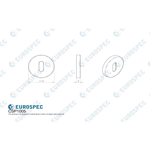 Eurospec Standard Lock Escutcheon 52 x 8mm Satin Stainless Steel