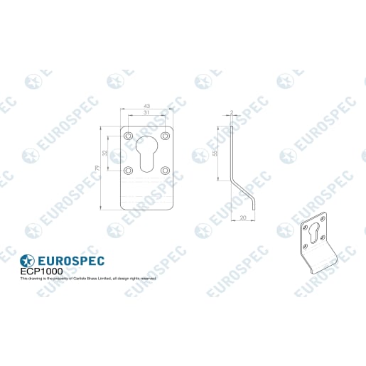 Eurospec Steelworx Euro Cylinder Pull 78 x 44mm Satin Stainless Steel