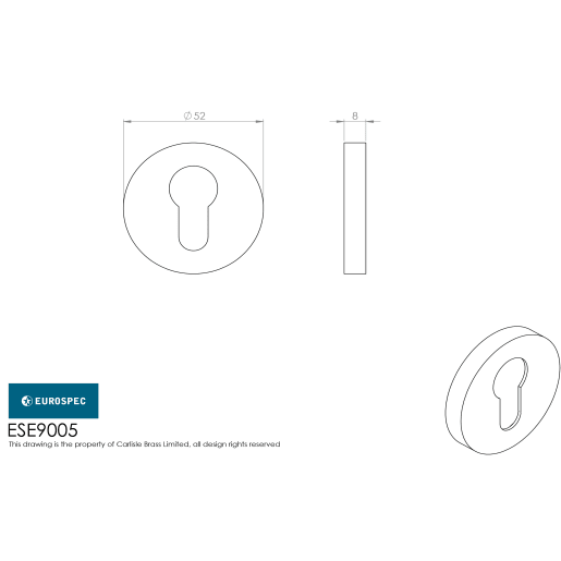 Eurospec Euro Profile Escutcheon 52mm Satin Anodised Aluminium