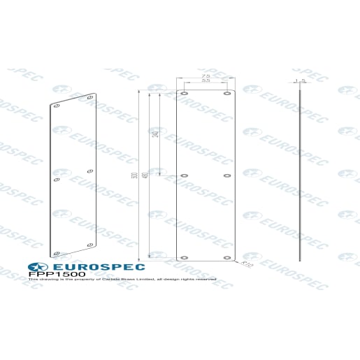 Eurospec Finger Plate Plain 500 x 75mm Satin Stainless Steel