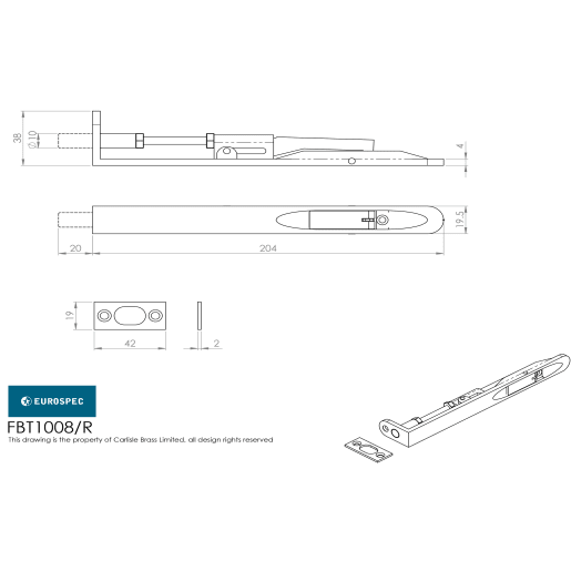 Eurospec Steelworx Flush Bolt 200mm Satin Stainless Steel