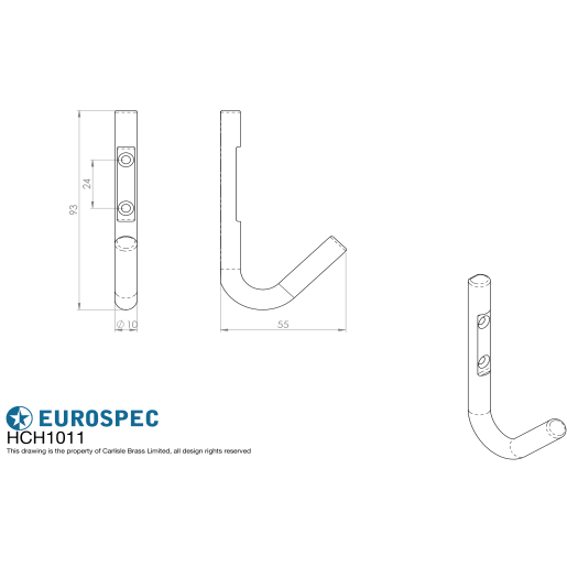 Eurospec Coat Hook Satin Stainless Steel