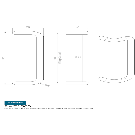 Eurospec Cranked Pull Handle 300 x 19mm Satin Stainless Steel