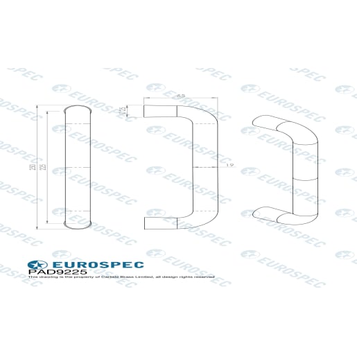 Eurospec 'D' Shaped Pull Handle 225 x 19mm Satin Anodised Aluminium