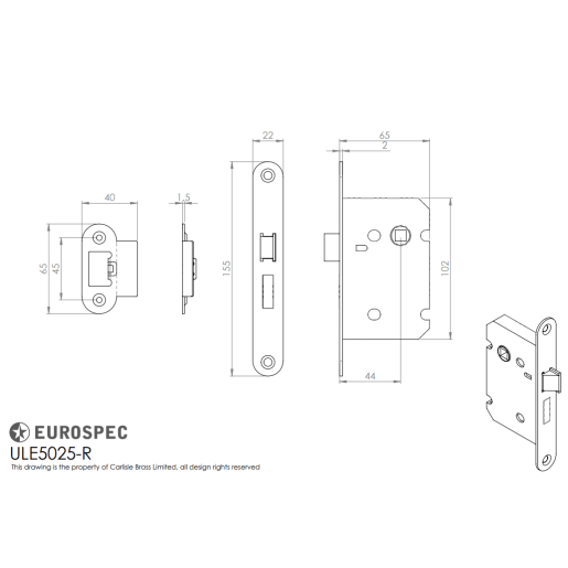 Eurospec Upright Economy Latch Radiused 63mm Nickel Plated
