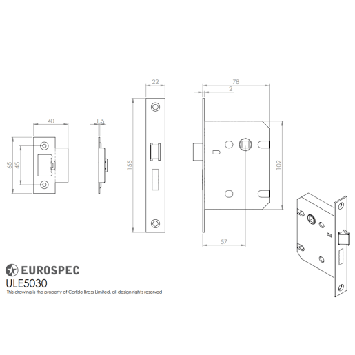 Eurospec Easi-T Upright Architectural Latch 76mm Satin Stainless Steel