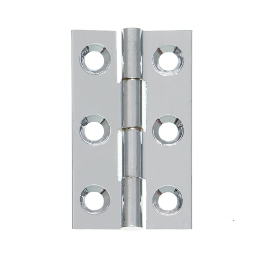 Solid Drawn Brass Hinge Polished Chrome Plated 64 x 35mm