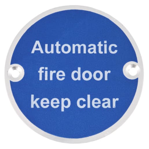 Frisco Automatic Fire Door Keep Clear Symbol 75mm FD60 Satin Aluminium