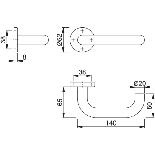 Hoppe Duraplus Paris Lever Sprung Round Rose Handle Set 140 x 19mm Satin Stainless Steel AR361/10