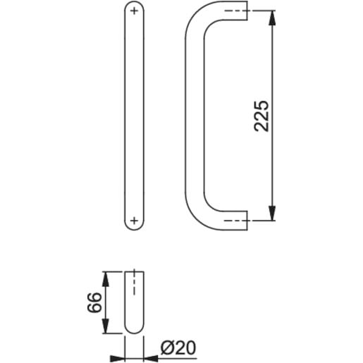 Arrone Pull Handle with Bolt Fix 225 x 19mm Satin Stainless Steel AR3616BF