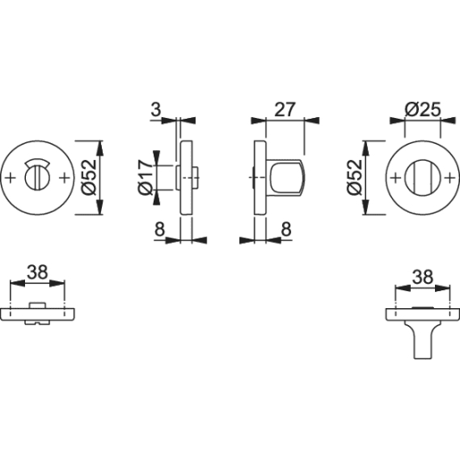 Hoppe Bathroom Indicator and Turn 52mm Satin Stainless Steel EX42S