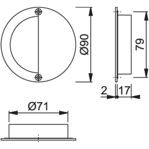 Arrone Circular Flush Pull 90mm Satin Stainless Steel AR323A-SSS