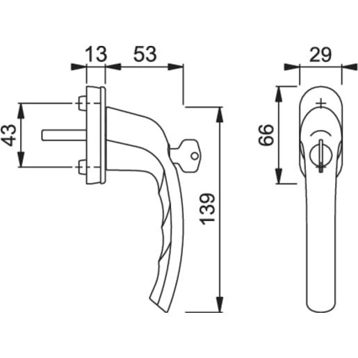 Hoppe Duraplus Tokyo Tilt and Turn Window Handle 139 x 53mm