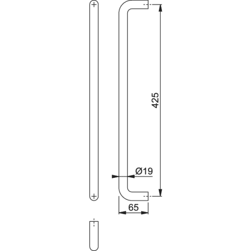 Arrone Pull Handle with Bolt Fix 425 x 19mm Satin Anodised Aluminium AR-5020
