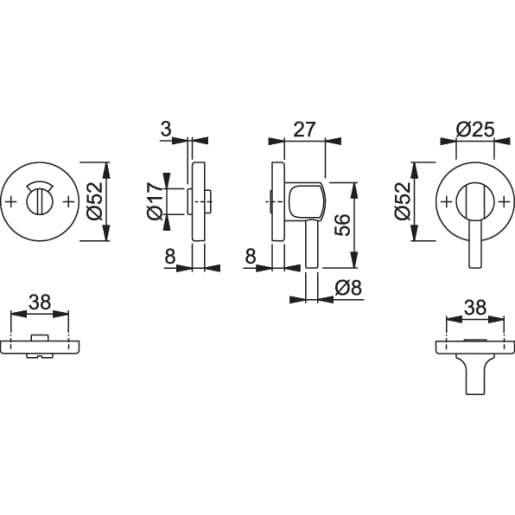 Hoppe Bathroom Disabled Escutcheons and Turn 52mm EX42S