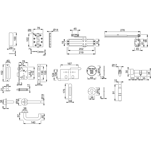 Arrone Fire Door Kit E - Office Door, Locking