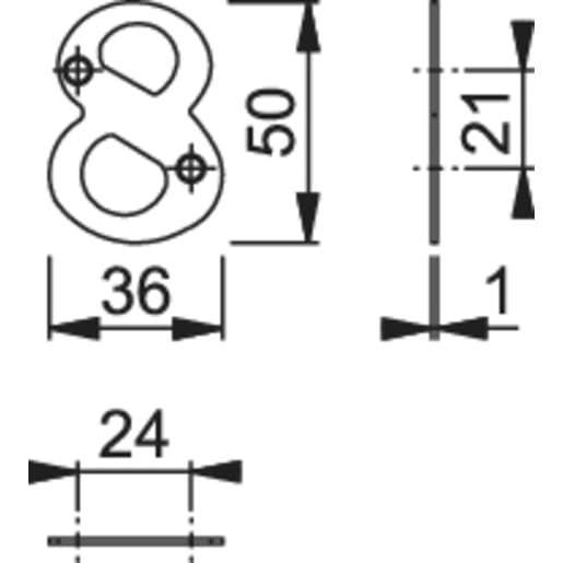 Arrone Face Fix '8' Numeral 50 x 22 x 1mm Satin Anodised Aluminium AR140/8-SAA