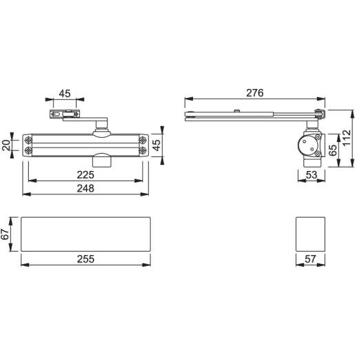 ARRONE Overhead Door Closer Silver Adjustable Size 2 to 4 AR1500P-SE/SE