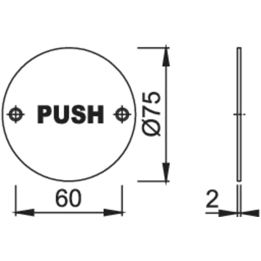 Arrone Push Sign 76mm Satin Stainless Steel AR308-PUSH-SSS