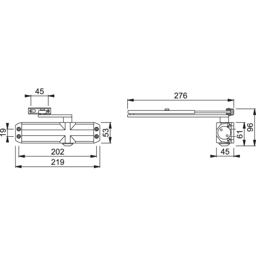 ARRONE Door Closing Device Power Size 2 to 4 Silver Finish AR6800-SE 