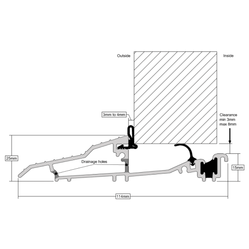 Stormguard Proline AM3 Threshold (Triplex) 2000mm Matt Silver Finish