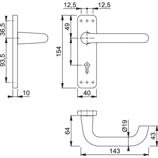 Hoppe Return to Door Lever Lock on Backplate Satin Anodised Aluminium (AR200S on Plate)