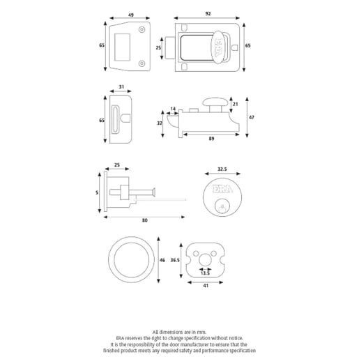 ERA Traditional Night Latch Door Lock Green with Brass Cylinder 