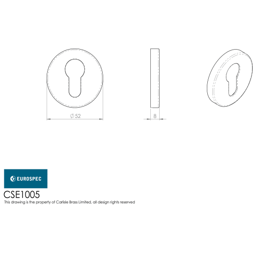 Eurospec Euro Profile Escutcheon 54mm Satin Stainless Steel