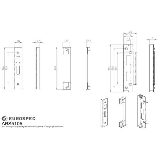 Eurospec Easi-T Rebate Set for British Standard Sashlock 13mm Stainless Brass