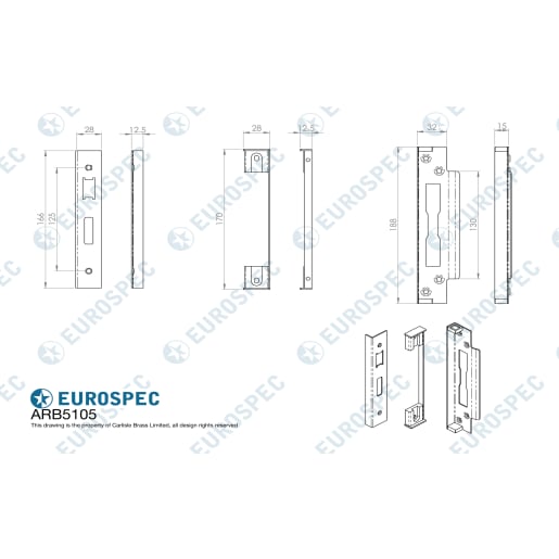 Eurospec Easi-T Rebate Set for British Standard Sashlock 13mm Satin Stainless Steel