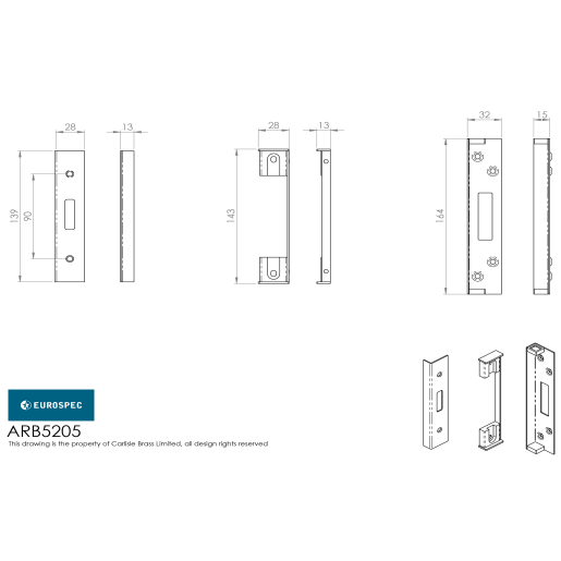 Eurospec Easi-T Rebate Set for British Standard Deadlock 13mm Satin Stainless Steel