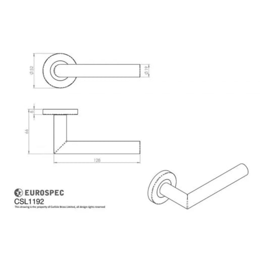 Eurospec Mitred Round Bar Lever Sprung Rose Satin Stainless Steel