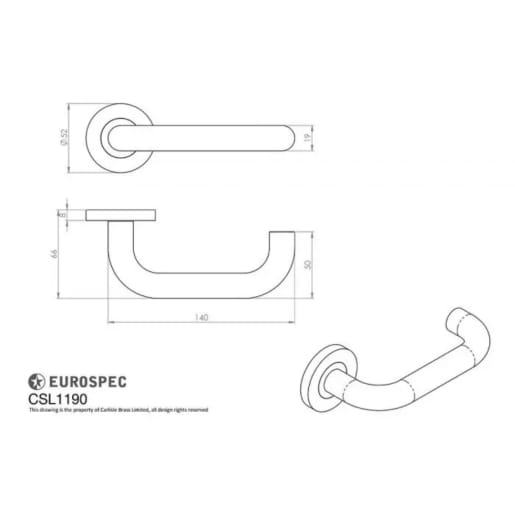 Eurospec Safety Lever Round Sprung Rose Satin Stainless Steel