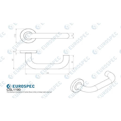 Eurospec Safety Lever Round Sprung Rose Satin Stainless Steel